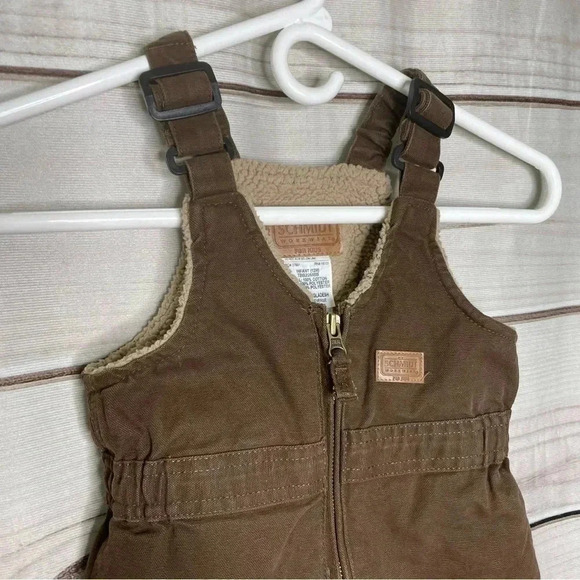 Schmidt Workwear Kids Overalls 12 Months Brown Insulated Zip Up Adjustable Strap - Picture 2 of 7